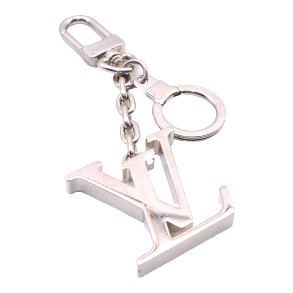 Louis Vuitton Silver Porte Cles Initial LV Charm Key Ring with Box
